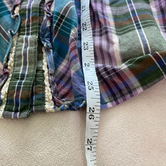 Pendleton Plaid 100% Cotton Button Front Long Sleeve Shirt Size M EUC Blue Green - Picture 7 of 7